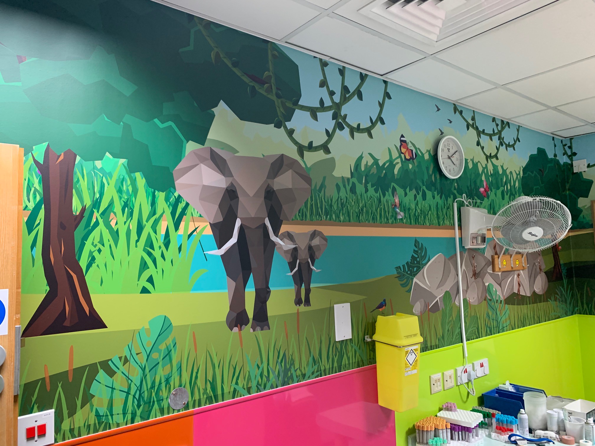 Northwick park hospital printed wallpaper with safari animals