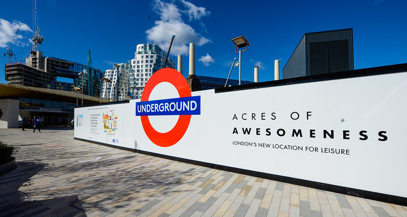 Battersea Power Station Hoardings with phrase Acres of Awesomeness