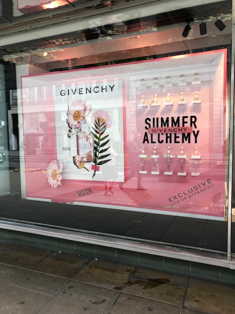 Givenchy Window Display for Summer alchemy perfume