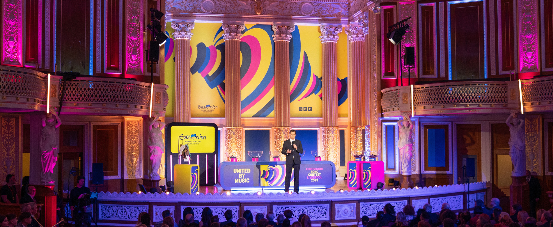 Eurovision podium in St George's Hall