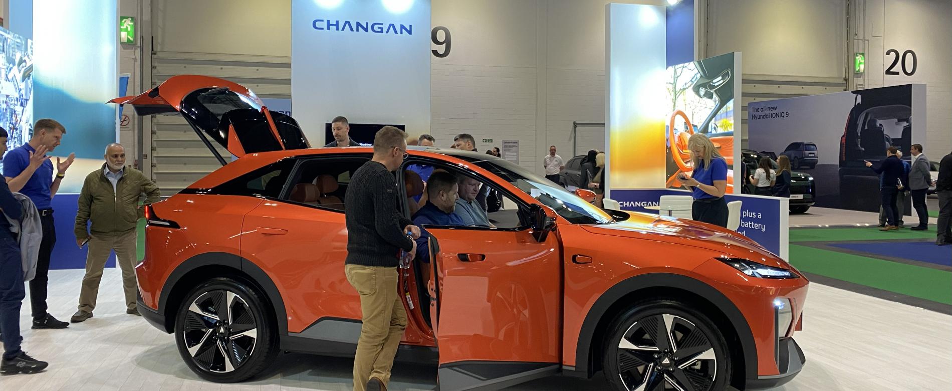 Changan Automotive stand at Everything Electric Show 2025, designed and delivered by Service Graphics, showcasing the Deepal S07 electric vehicle to UK visitors