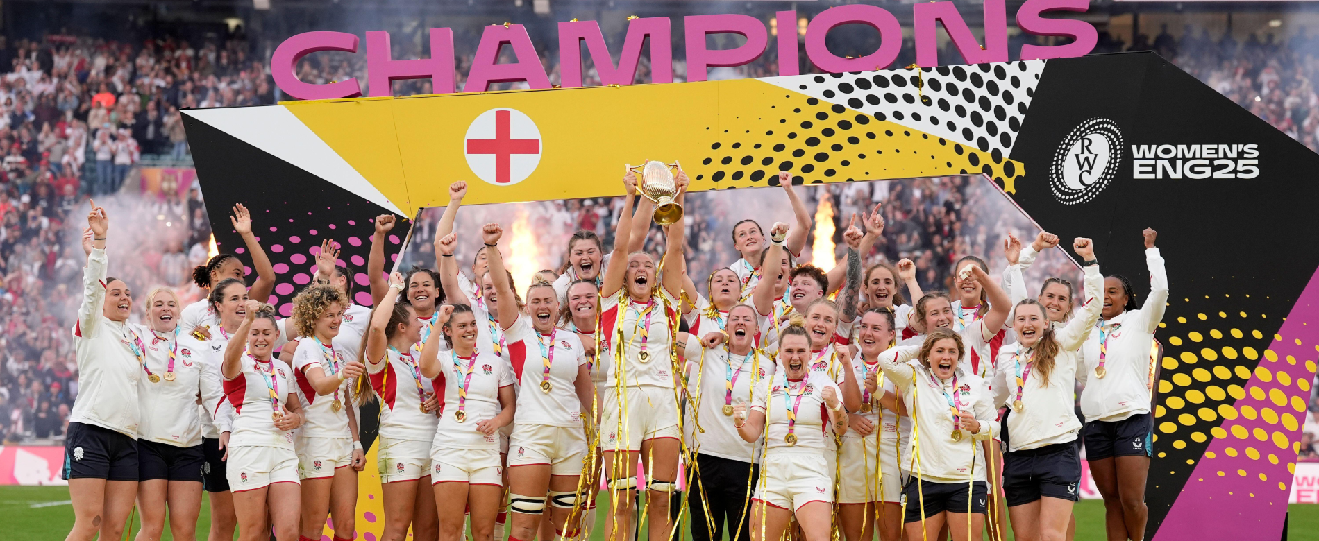 Women's Rugby World Cup 2025 Winning Team Stand Display