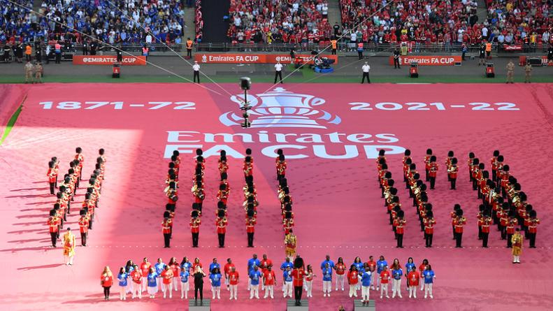 Emirates FA Cup Eco Friendly Pitch Banner with soldiers on