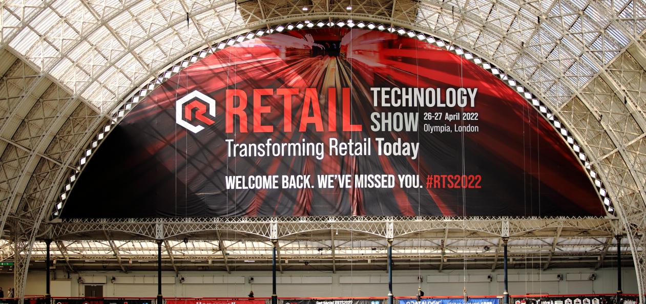 hanging banner for retail technology show