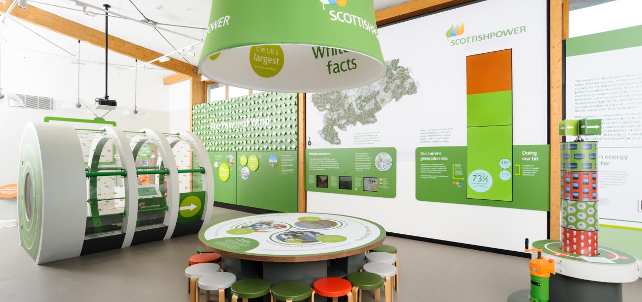 Scottish Power Visitor Centre Graphics with seating area