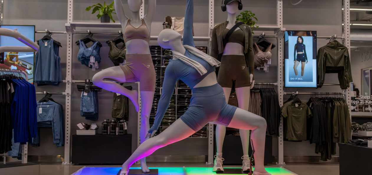 Gymshark Retail Display with rainbow lighting
