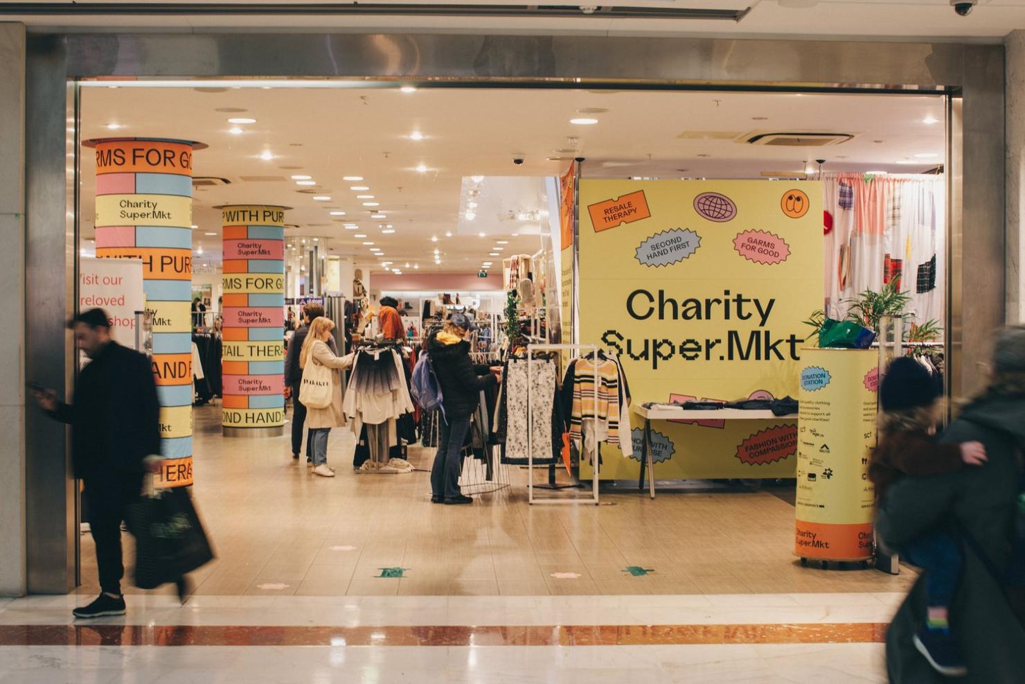 Shop front with colourful graphics