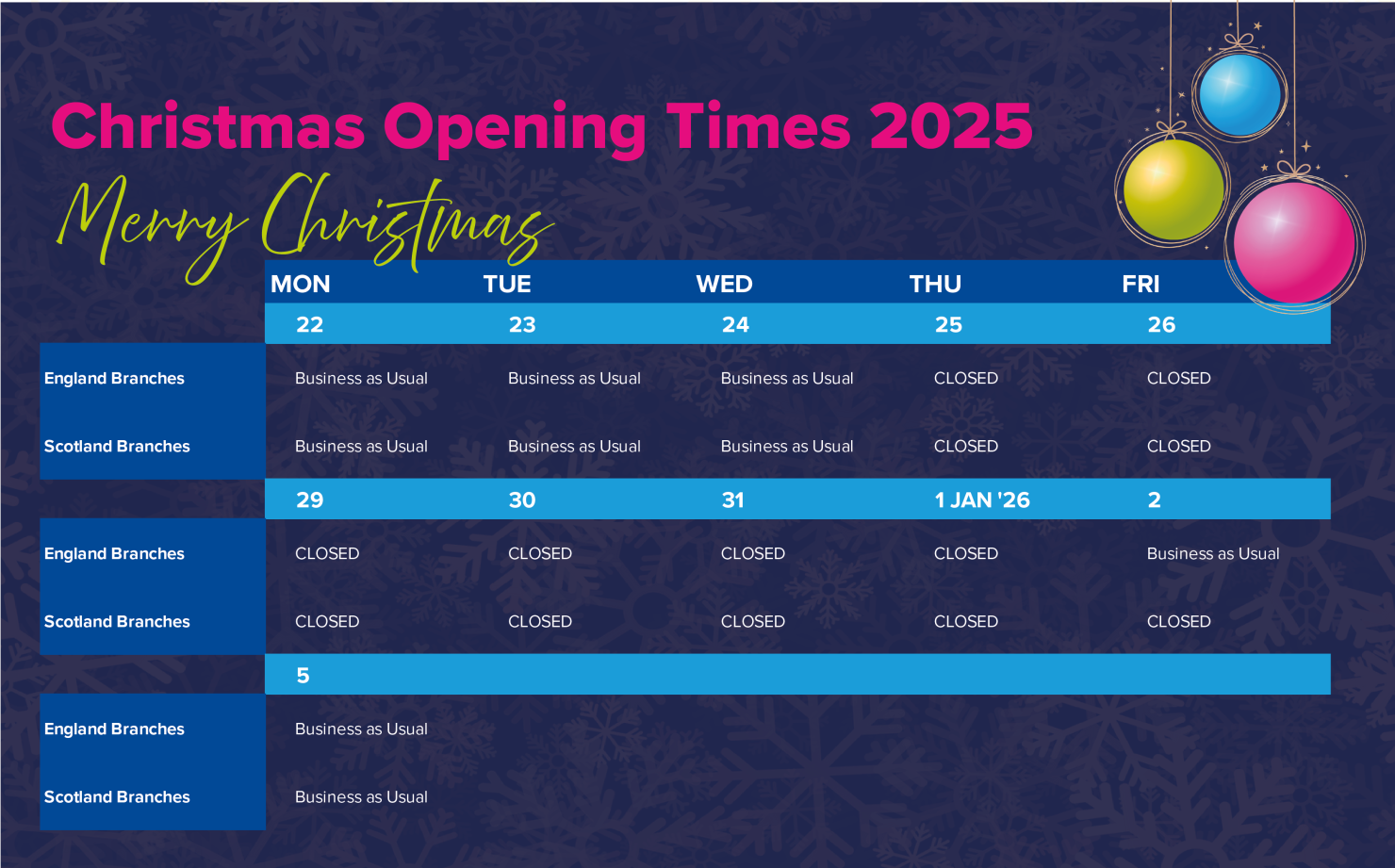 Service Graphics Octink Cestrian Image Group Christmas Opening Times 2025