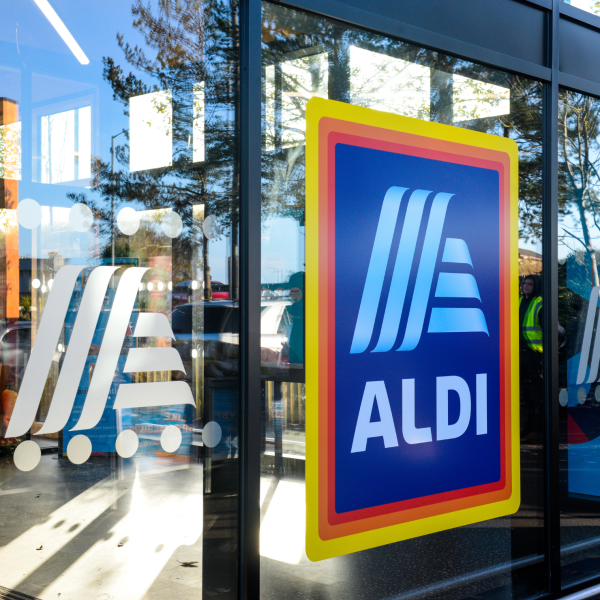 Aldi Logo on window