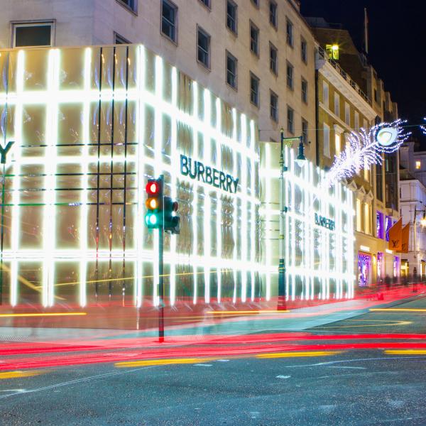 Burberry hoardings and retail signage