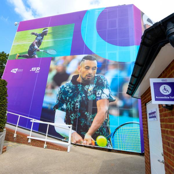 cinch wall graphics for tennis tournament
