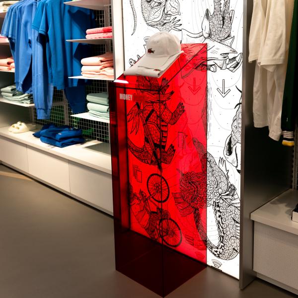 Lacoste X Netflix acrylic product display