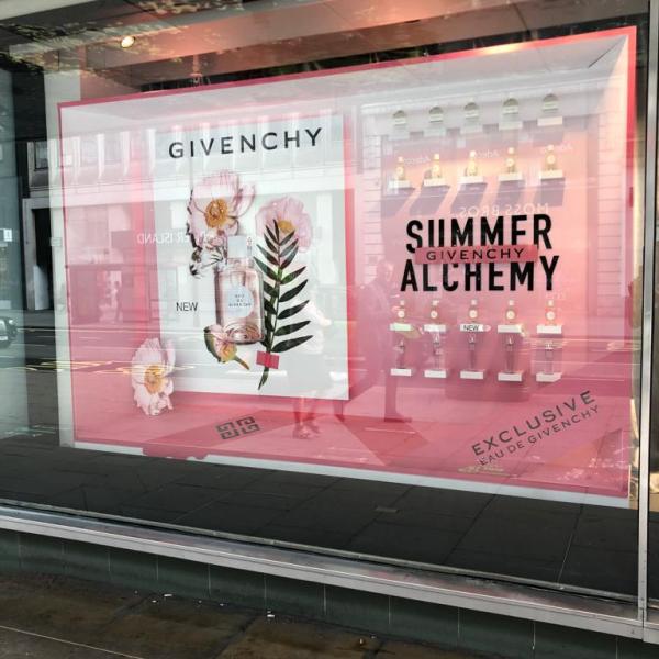 Givenchy Window Display for Summer alchemy perfume