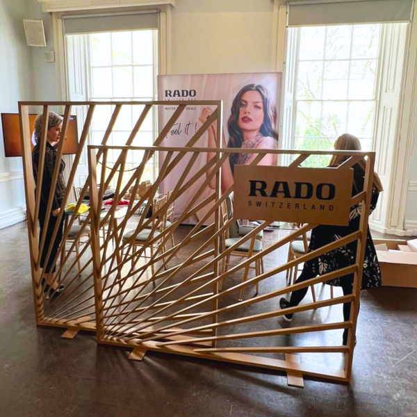 bespoke gold frames with rado branding