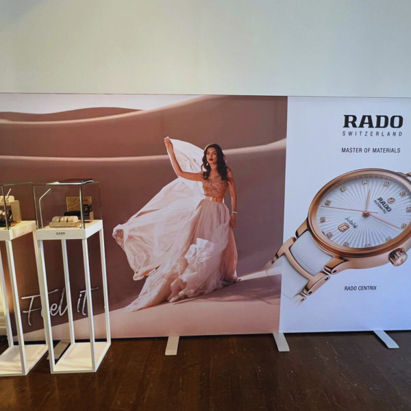 Rado freestanding graphics with watch display