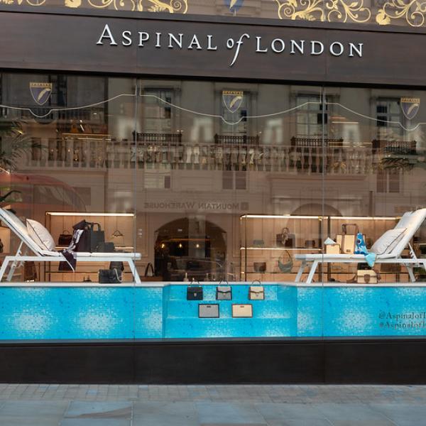 Aspinal of London Retail Window Display - poolside themed