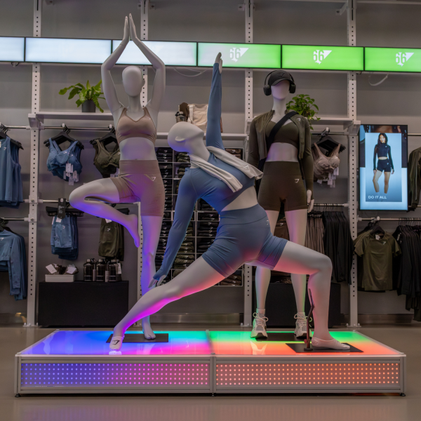 Gymshark Retail Display with rainbow lighting