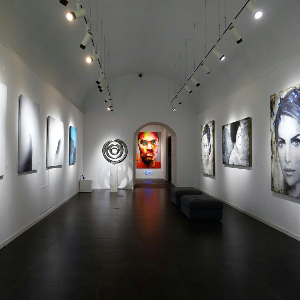 Inside of a gallery.