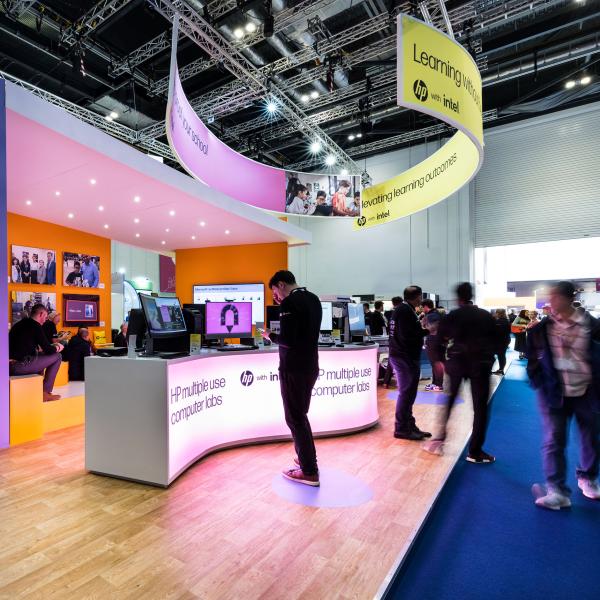 a busy exhibition with dwell area