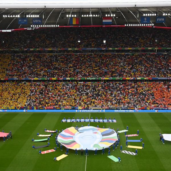 Romania v Netherlands Round of 16 - UEFA EURO 2024 - pitch experience branding