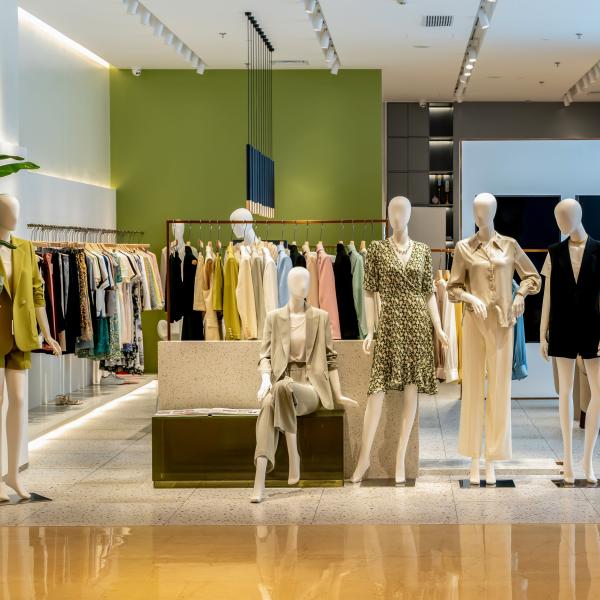 mannequins on display in a fashion retail store