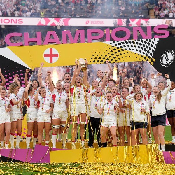 Women's Rugby World Cup 2025 Winning Team on Podium 