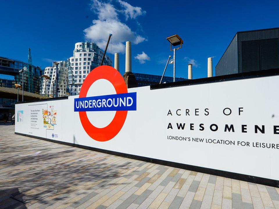 Battersea Power Station Hoardings with phrase Acres of Awesomeness